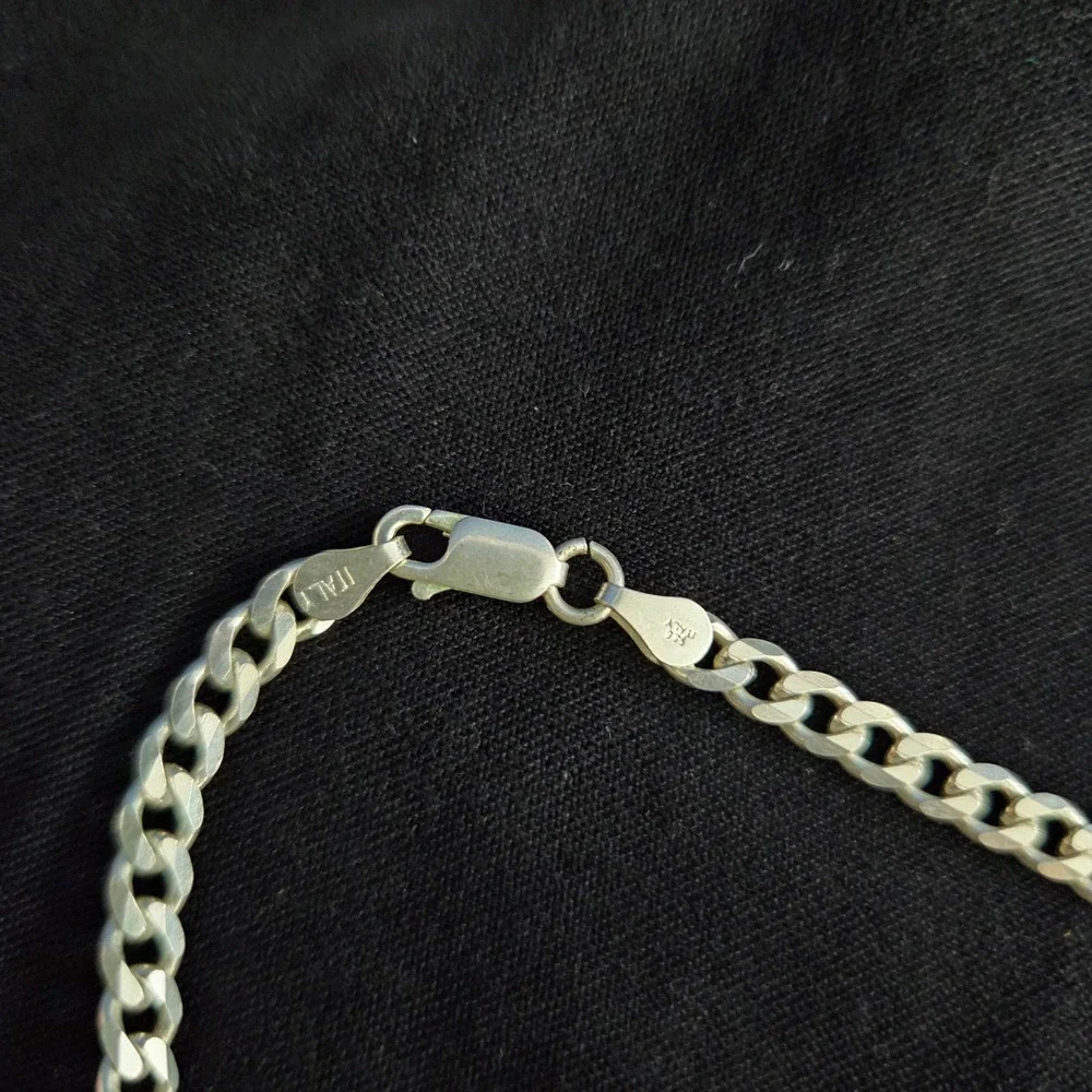 Vintage Italian 925 Sterling Silver Flat Curb Cuban Link 17
